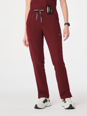 NEW Figs High Waist Dowa Straight Leg Scrub Pants Burgundy Size XXL Tall Inseam